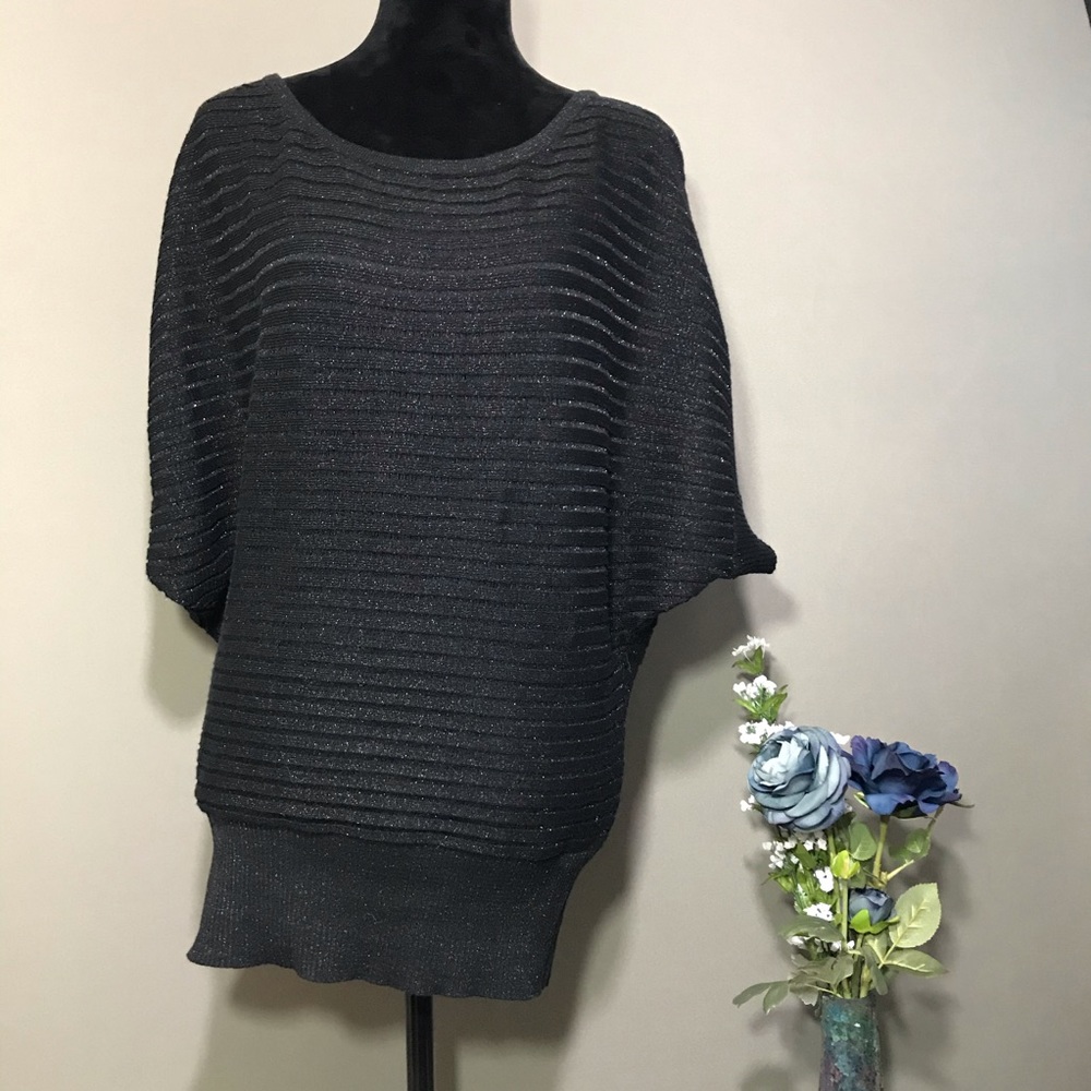 Maurice Black Striped Sheer Sweater Top W/Cami